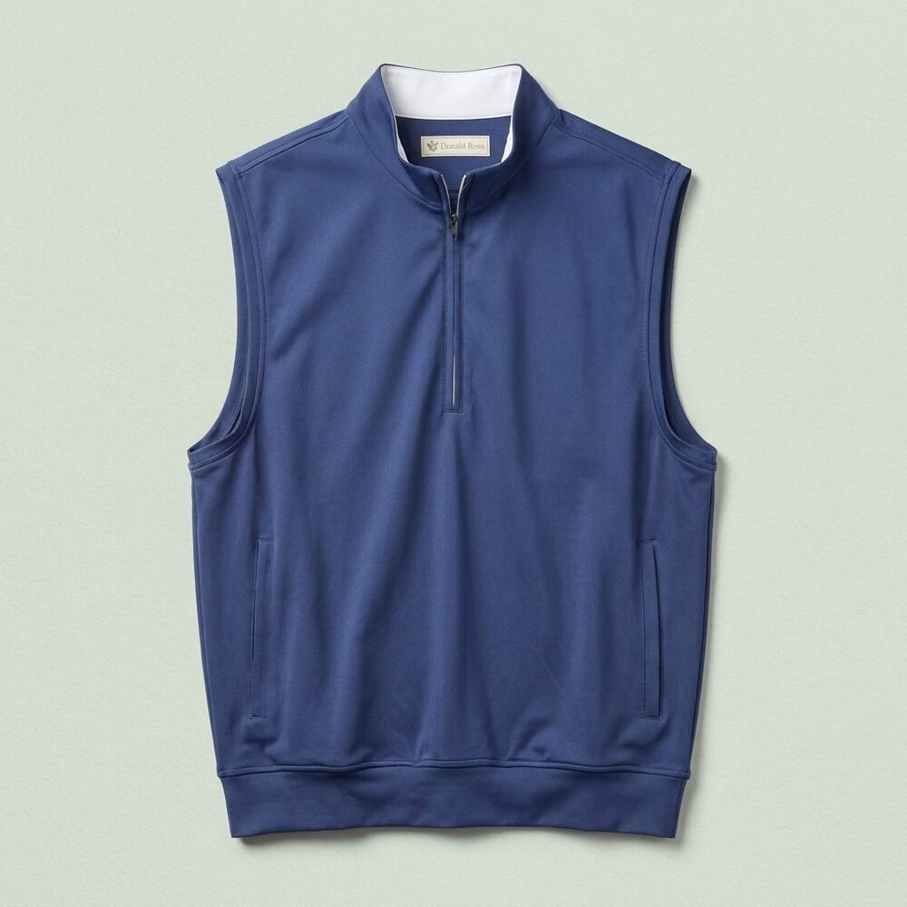 Donald Ross Falkirk Vest Navy Blue 1/4 Zip Pockets Performance Tech Golf Mens XL